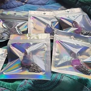 Charm Glass Vial W/ Bi Resin Pendant Necklace on Silver Tone Chain (18"-24")